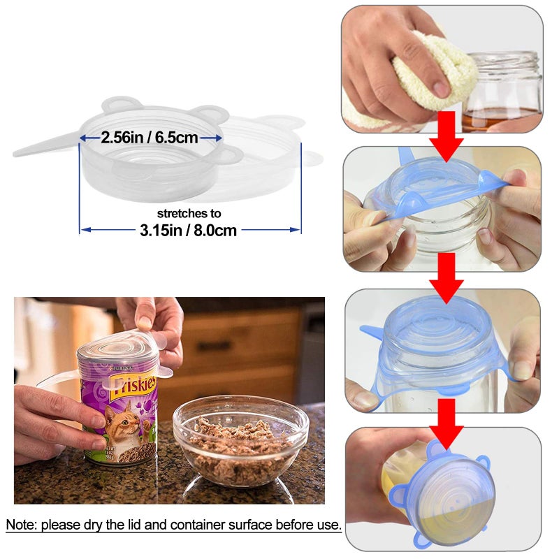 Adpartner Silicone Can Lids (10 Pack, All 2.6'' Diameter), Reusable Silicone Stretch Lids for Pet Food Cans, BPA-free Seal Can Covers for Yogurt Jars Soda Regular Mason Jars Canned Pet Foods - Image 3